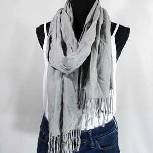 🛍fall winter light grey scarf with tassels